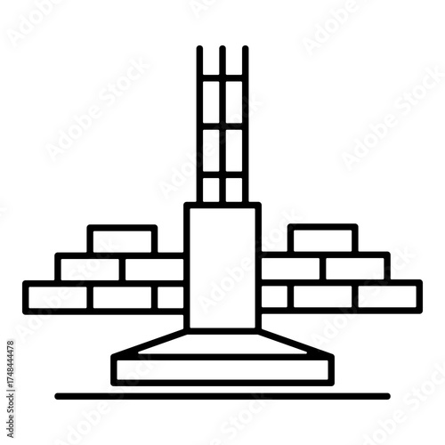 reinforced concrete structure icon element for design
