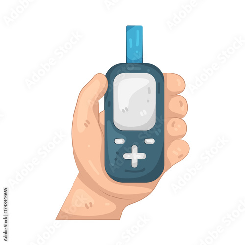 Illustration of Hand Holding Blood Glucose Meter