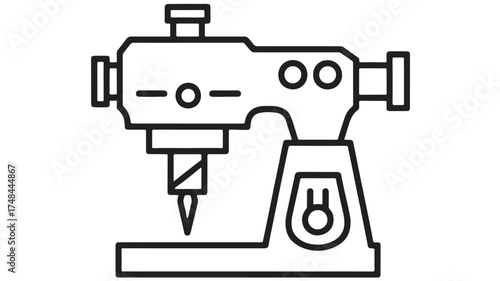 Industrial sewing machine for precise fabric creation in a workshop setting.