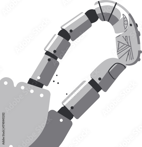 Robotic hand making a perfect gesture on a white background