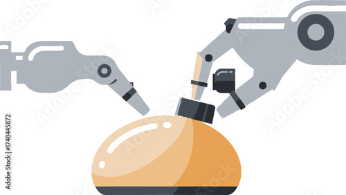 Robot hands pressing a button, representing technology and automation