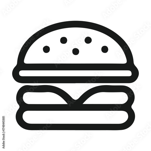 Simple line drawing of a burger a classic fast food staple rendered in minimalist style