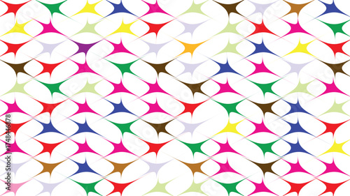 Vibrant abstract geometric pattern with colorful starburst shapes creating a dynamic and energetic background