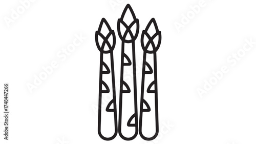 Simple line art illustration of fresh asparagus spears on a white background