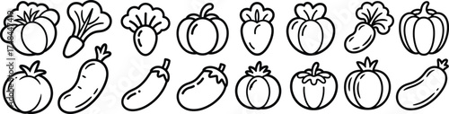 A set of clean bold cartoon style vegetable vector artwork