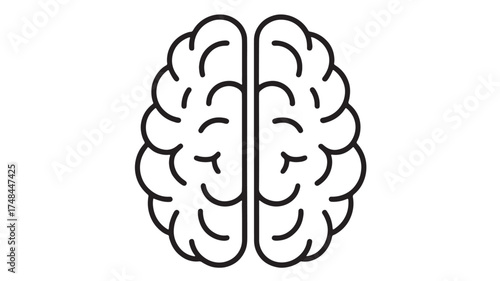 Simple line art illustration of a human brain, symbolizing thought and intelligence
