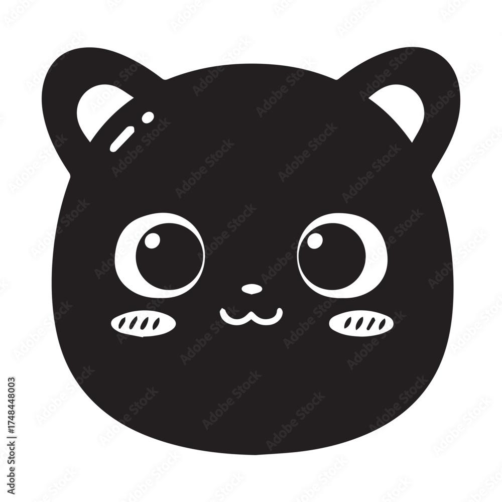 Fototapeta premium black cat cartoon 2d