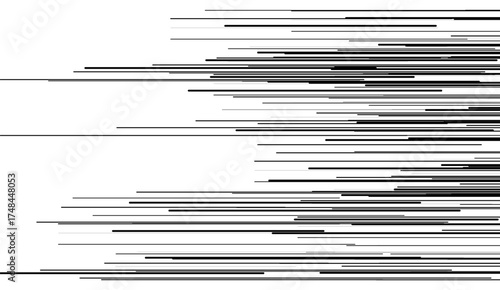 Trendy dynamic horizontal speed lines background. Anime style line backdrop. Comics book frame speed lines. Monochrome manga super hero force movement layout. Simple geometric horizontal stripes.