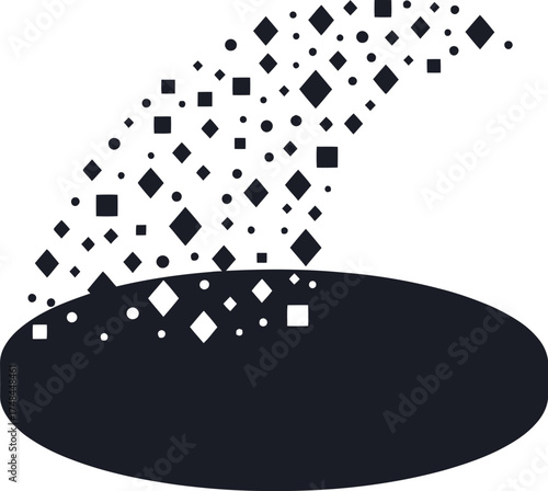 Platform with descending geometric shapes on a white background