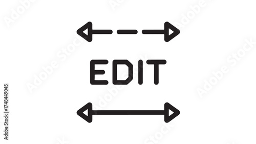 Simple graphic icon representing editing and measurement with arrows