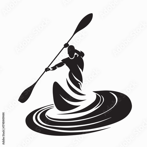 Water Sports Silhouette Logo Canoeing Vector isolated on white background