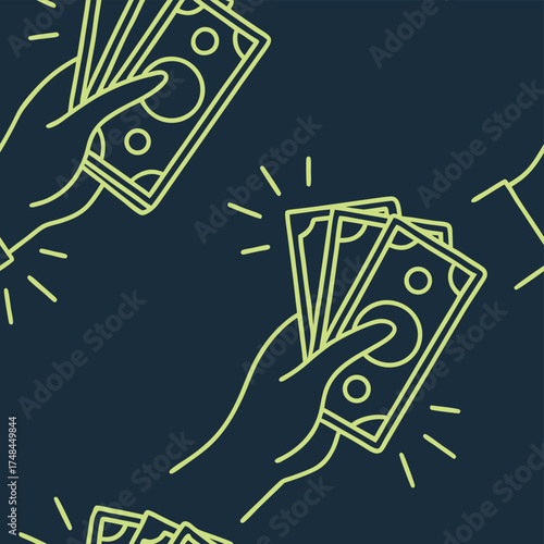 Stylish illustration of hands holding money conveying financial success and abundance vector
