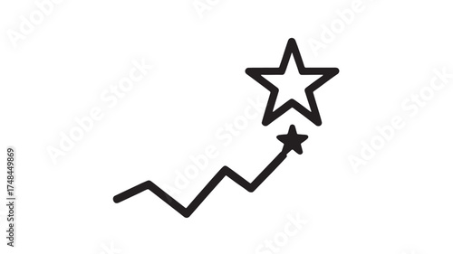 Abstract line graph showing upward trend towards a star, symbolizing success and achievement.