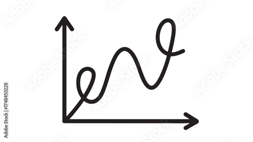 Abstract line graph showing an unpredictable, fluctuating curve against a white background.