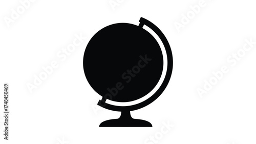 Simple black silhouette of a globe on a stand isolated on a white background