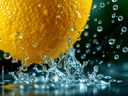 Vibrant Fresh Lemon with Dynamic Water Splash on Dark Background 3