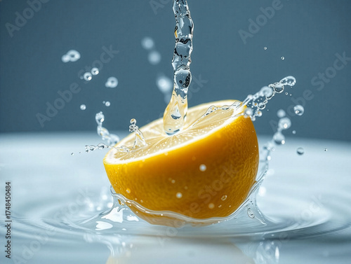 Vibrant Fresh Lemon with Dynamic Water Splash on Dark Background 6