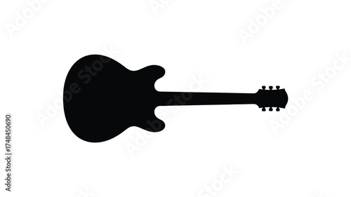 Silhouette of an electric guitar isolated on a white background for music and design concepts
