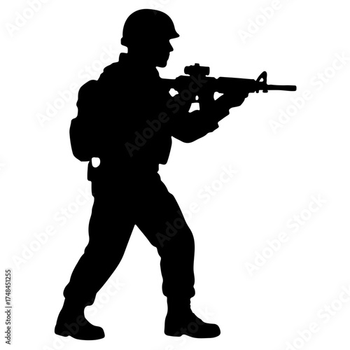 Soldier Saluting Silhouette Solid Vector Art