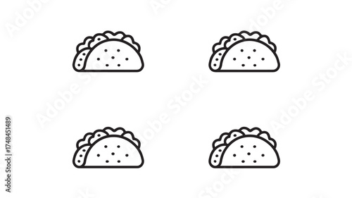 Four simple taco icons arranged in a grid on a white background