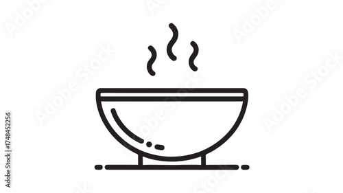 Simple icon of a steaming bowl of hot food, representing warmth and comfort