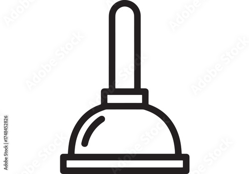Simple line drawing of a plumbing plunger, a tool for clearing drains.