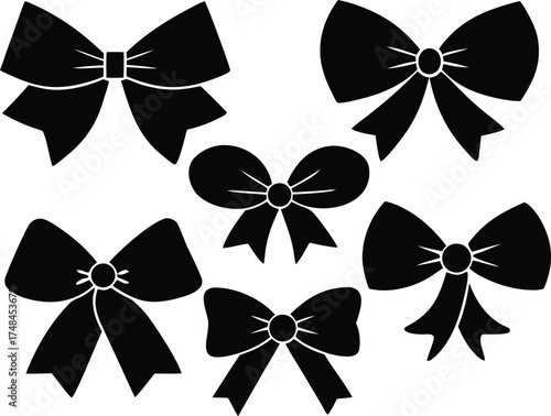 set of bow ribbons vector, party bow illustration