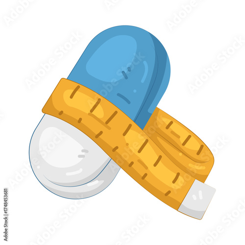 Illustration of Pill with Measuring Tape 