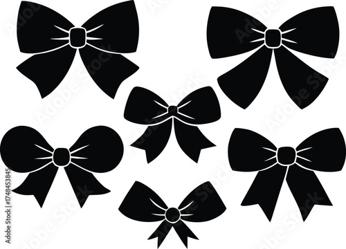 set of bow ribbons vector, elegant bow illustration