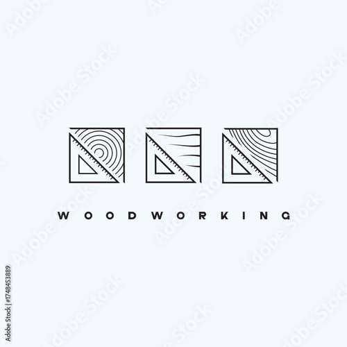 
illustration consisting of a picture of a piece of wood and the inscription "woodworking" in the form of a symbol or logo