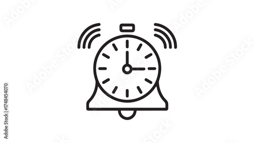 Classic alarm clock ringing to signal time for waking up or important event.