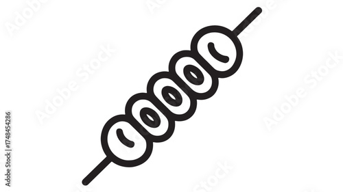 Simple linear illustration of food on a skewer