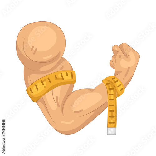 Illustration of Arm Muscle with Measuring Tape