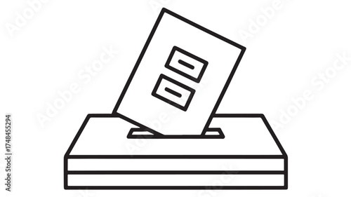 Symbolic illustration of a ballot being cast into a voting box, representing democracy and choice.