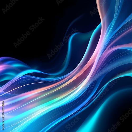 Neon Flow Lines on Black Background – Futuristic Motion