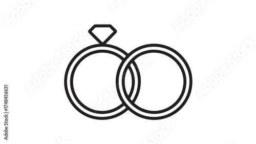 Two interlocking wedding rings symbolizing love and commitment.