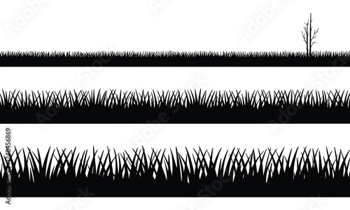 Black Grass Border Silhouette Vector Set