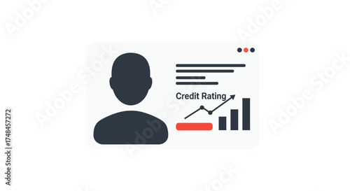 Credit rating illustration with person silhouette and rising graph.