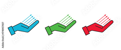 Flat Hand Holding Upward Arrows Vector Icon, Business Potential and Financial Growth Symbol, Modern Corporate