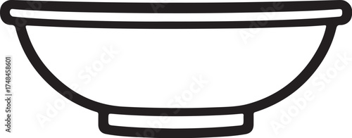 Simple outline drawing of a ceramic bowl for food and serving vector Icon