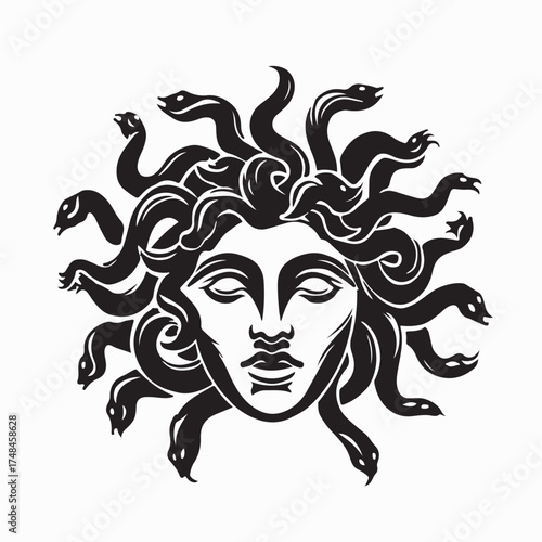 Medusa Mythological Gorgon Head Vector Image isolated on white background