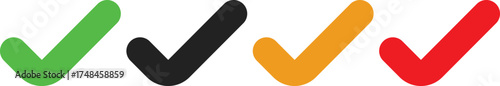 Check Mark Tick Vector Icons, Complete Confirmation and Correct Symbol Set, Positive Approval
