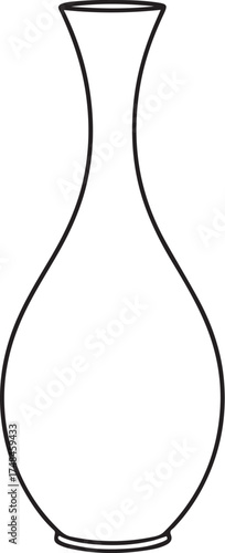 Elegant outline of a tall ceramic vase with a graceful silhouette for floral displays vector Icon