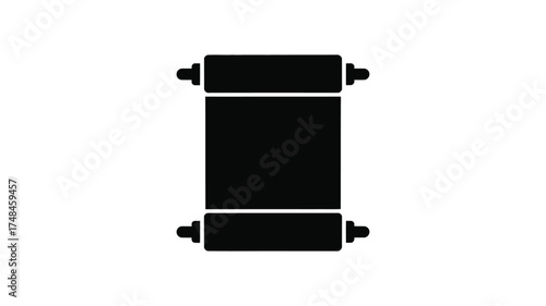 Simple black silhouette of a scroll with white borders and caps
