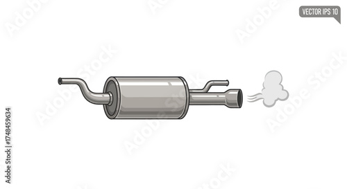 Automotive exhaust muffler with visible smoke emission.