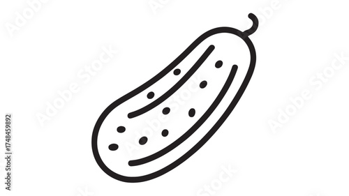 Simple line drawing of a fresh cucumber with dots on a white background
