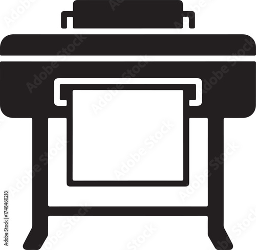 Large Format Printer Plotter Icon  Black Glyph for Wide Format Printing