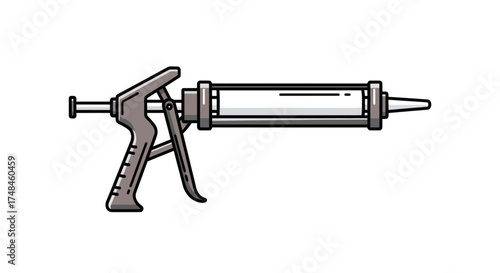 Gray Caulking Gun Tool with Trigger and Cylinder.