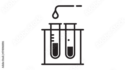 Scientist conducting experiment with liquids in test tubes on a rack
