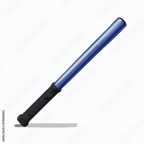 Blue baton illustration on white background for security and protection